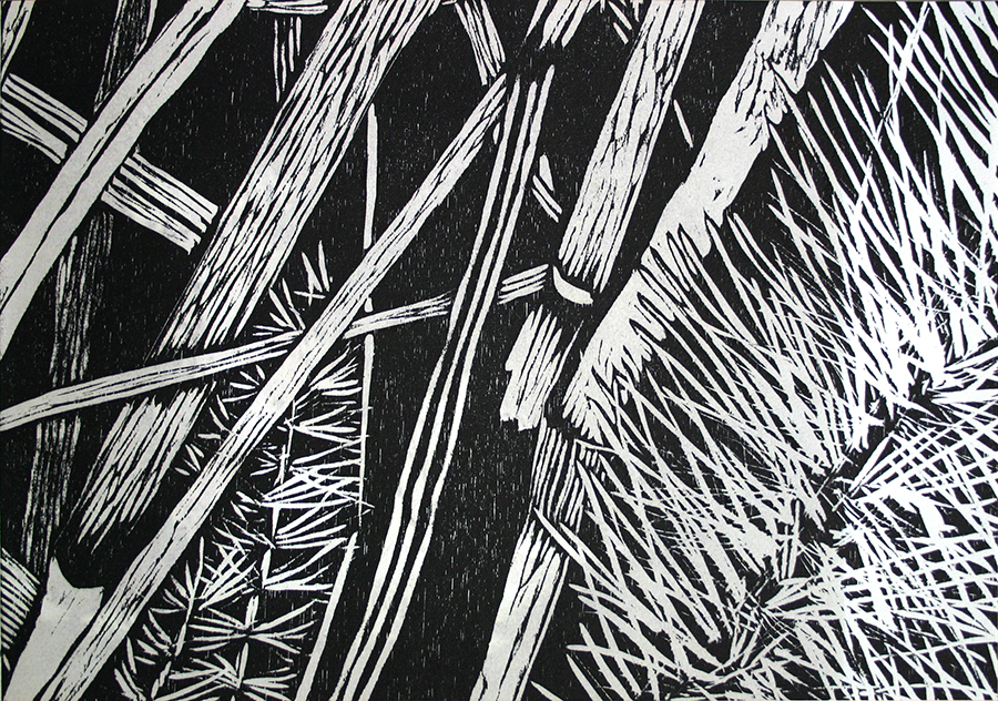 weeds woodcut