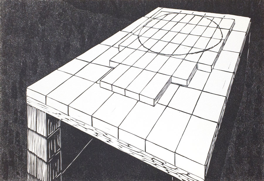 Firebricks linocut